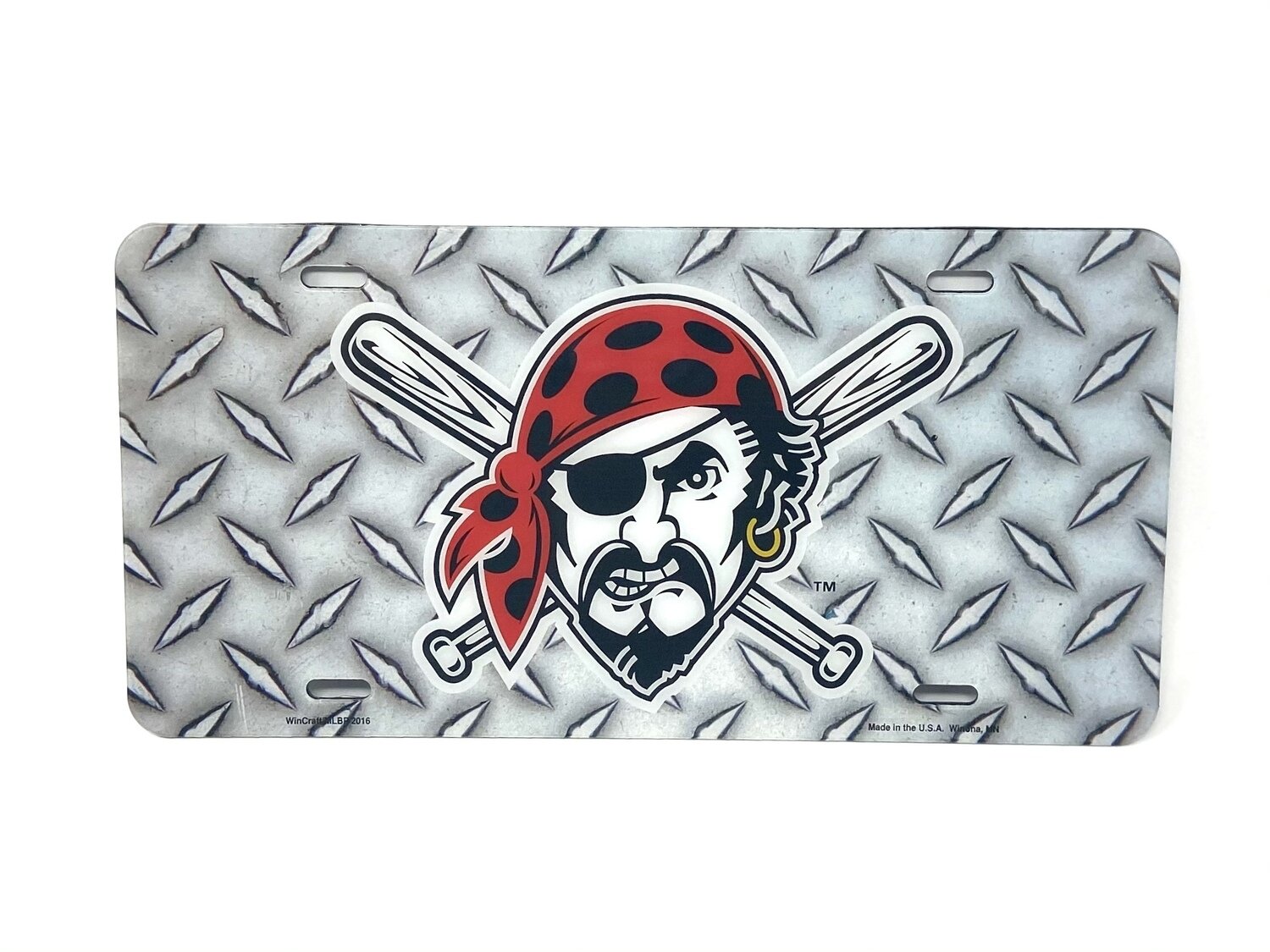 Pittsburgh Pirates Diamond Design Silver License Plate