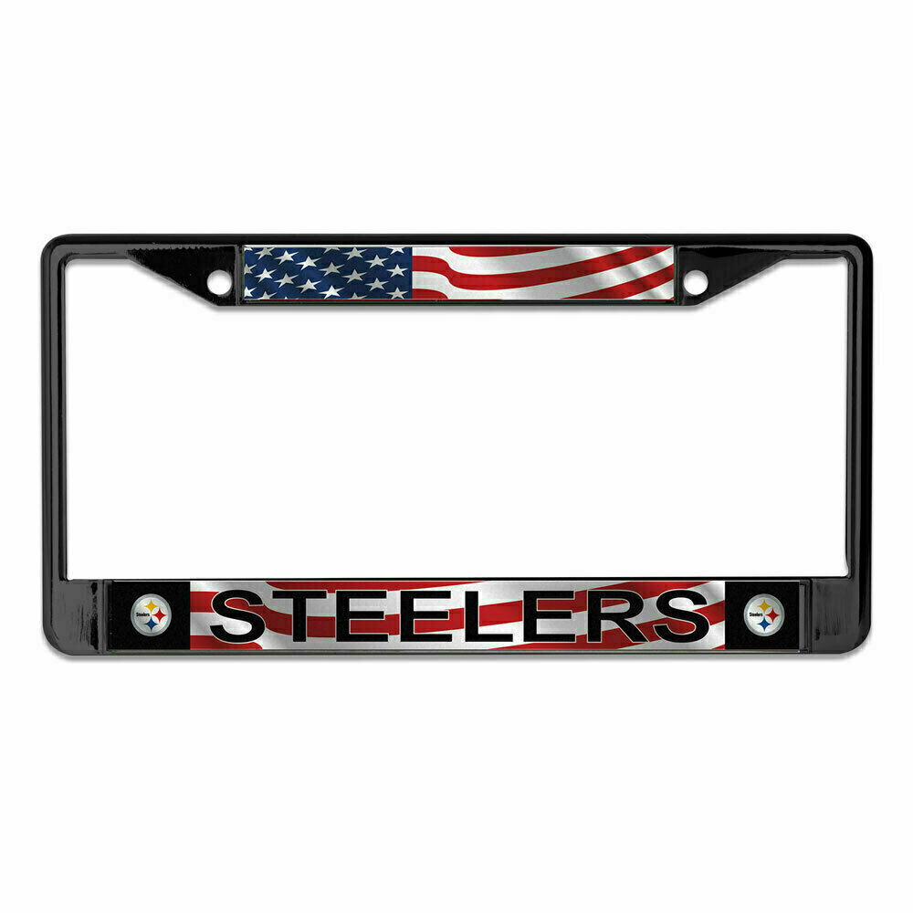 Pittsburgh Steelers Patriotic Chrome Metal License Plate Frame