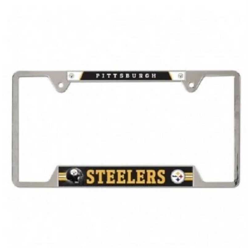 Pittsburgh Steelers Striped Chrome Metal License Plate Frame