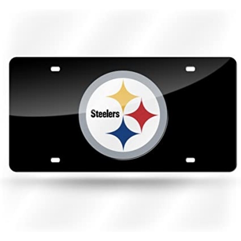 Pittsburgh Steelers Black Laser Tag Acrylic License Plate