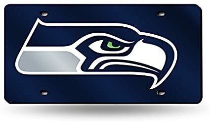 Seattle Seahawks Laser Tag Navy Blue License Plate