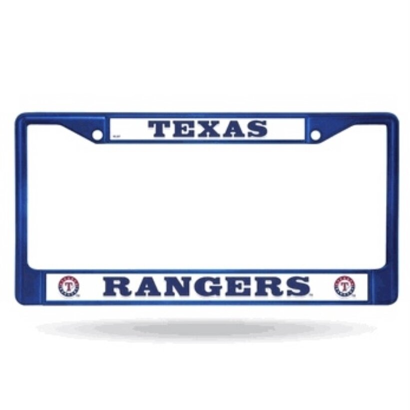 Texas Rangers Blue Chrome Metal License Plate Frame