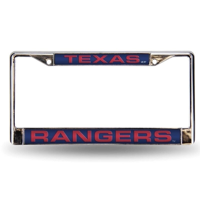 Texas Rangers Laser Chrome Metal License Plate Frame