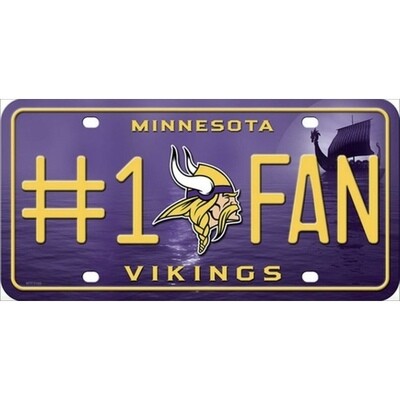Minnesota Vikings #1 Fan Lightweight Metal License Plate