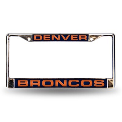 Denver Broncos Laser Chrome Metal License Plate Frame