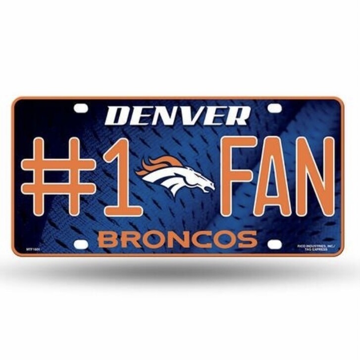 Denver Broncos #1 Fan Lightweight Metal License Plate