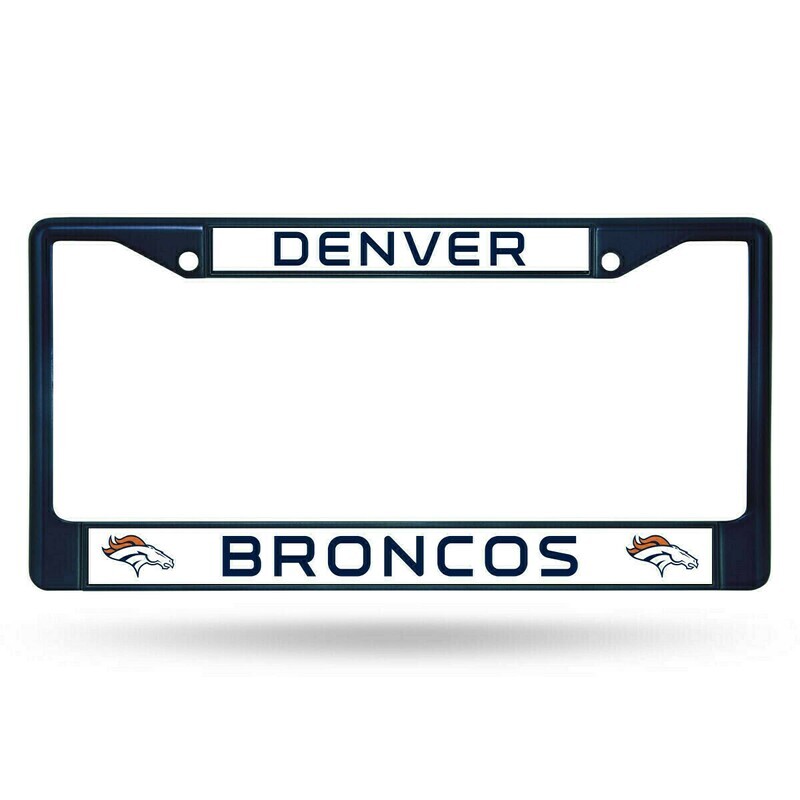 Denver Broncos Navy Chrome Metal License Plate Frame