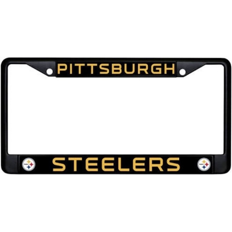 Pittsburgh Steelers Black Chrome Metal License Plate Frame