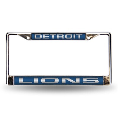 Detroit Lions Laser Chrome Metal License Plate Frame