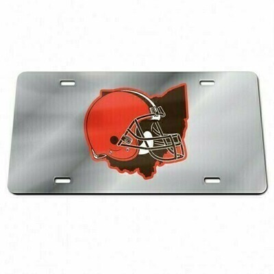 Cleveland Browns Acrylic Silver Laser Tag License Plate