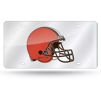 Cleveland Browns Laser Tag Silver License Plate Cleveland Browns Laser Tag Silver License Plate