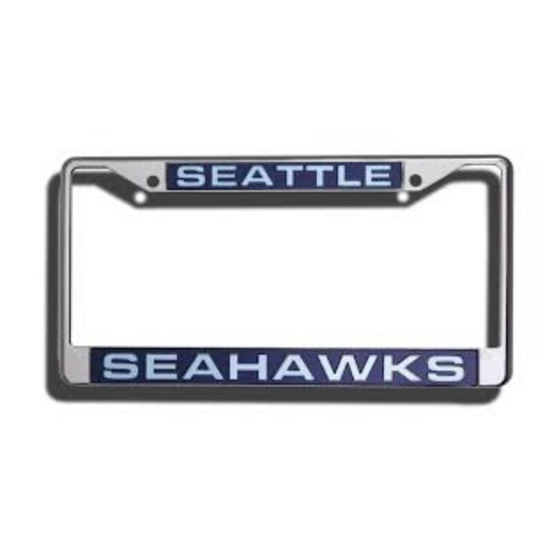 Seattle Seahawks Laser Chrome Metal License Plate Frame