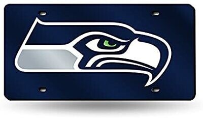 Seattle Seahawks Laser Tag Navy Blue License Plate
