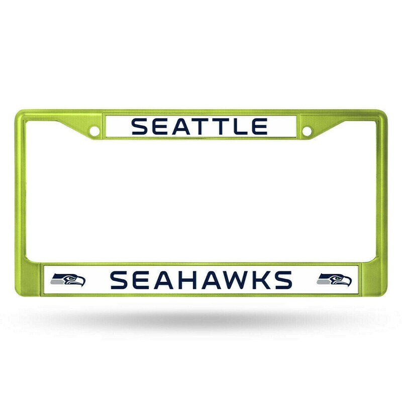 Seattle Seahawks Green Chrome Metal License Plate Frame