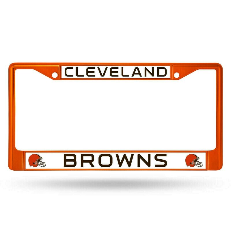 Cleveland Browns Orange Chrome Metal License Plate Colored Frame