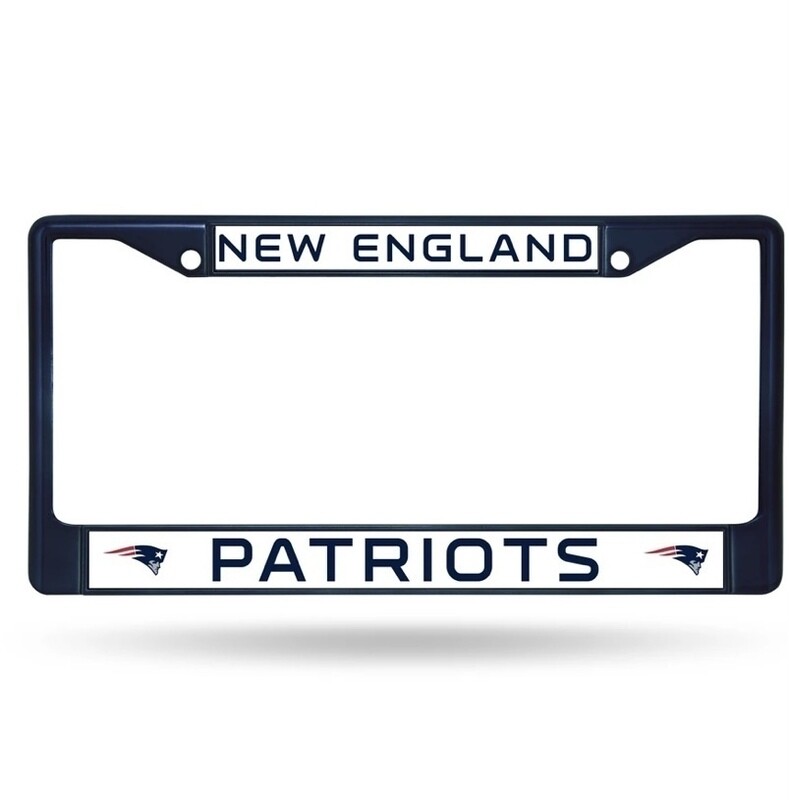 New England Patriots Navy Chrome Metal License Plate Frame