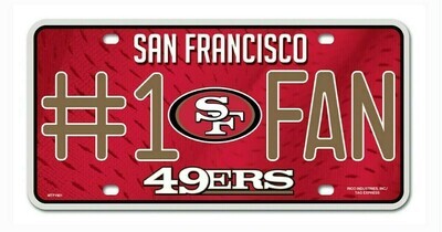 San Francisco 49ers #1 Fan Lightweight Metal License Plate