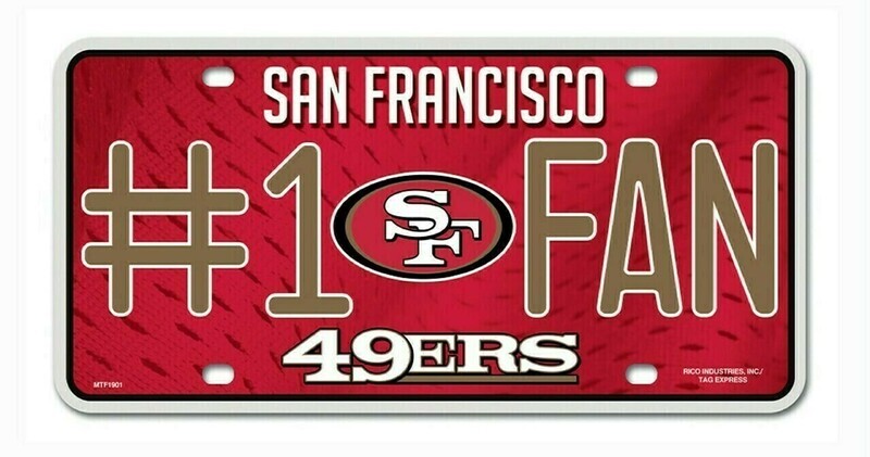 San Francisco 49ers #1 Fan Lightweight Metal License Plate