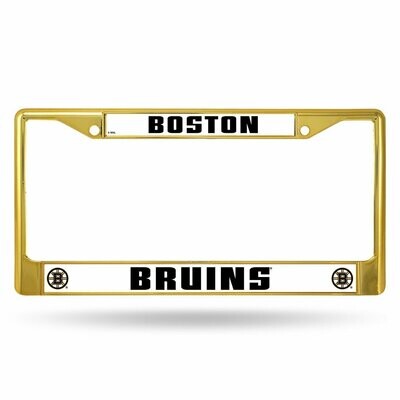 Boston Bruins Yellow Chrome Metal License Plate Frame