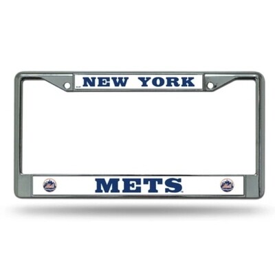 New York Mets Chrome Metal License Plate Frame New York Mets Chrome Metal License Plate Frame