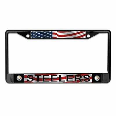 Pittsburgh Steelers Patriotic Chrome Metal License Plate Frame