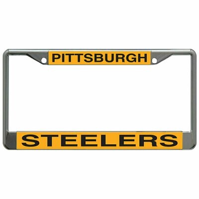 Pittsburgh Steelers Yellow Laser Chrome Metal License Plate Frame