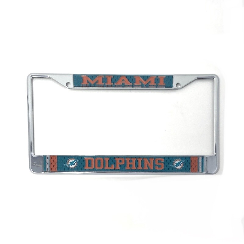 Miami Dolphins Jersey Design Chrome Metal License Plate Frame