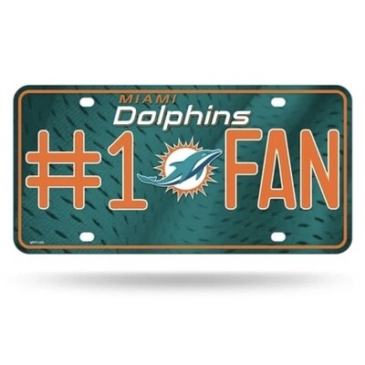 Miami Dolphins #1 Fan Lightweight Metal License Plate