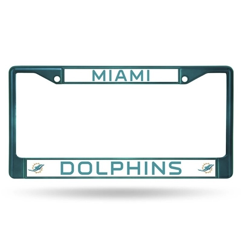 Miami Dolphins Teal Chrome Metal License Plate Frame