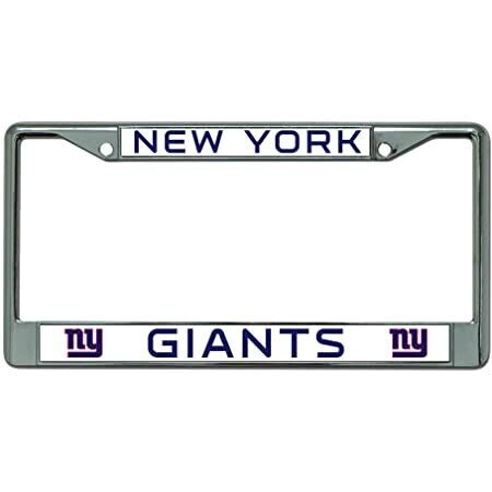 New York Giants White Chrome Metal License Plate Frame