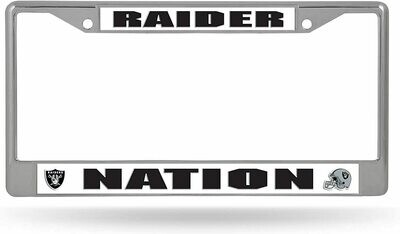 Las Vegas Raiders White Chrome Metal License Plate Frame