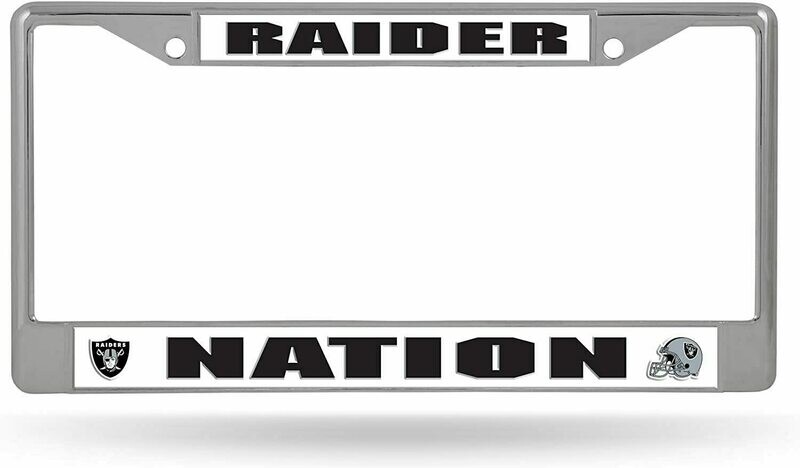 Las Vegas Raiders White Chrome Metal License Plate Frame