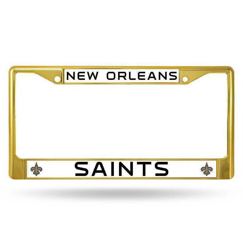New Orleans Saints Gold Chrome Metal License Plate Frame