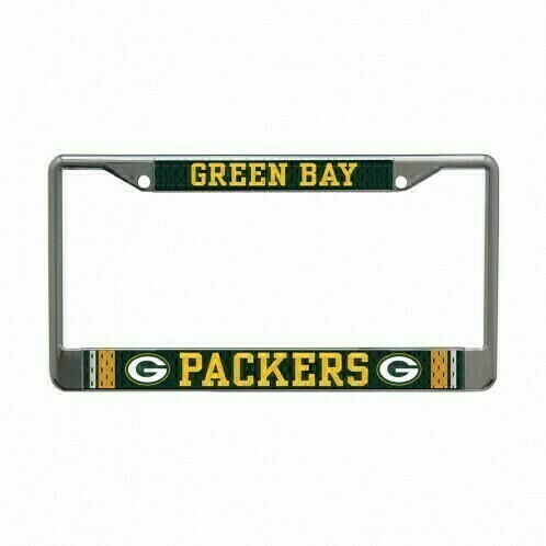 Green Bay Packers Jersey Printed Chrome Metal License Plate Frame