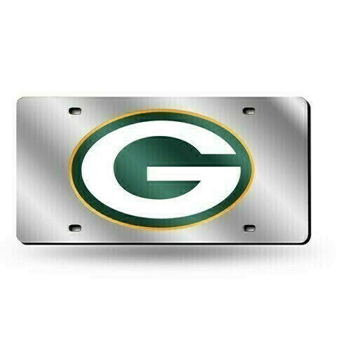 Green Bay Packers Laser Tag Silver License Plate Green Bay Packers Laser Tag Silver License Plate