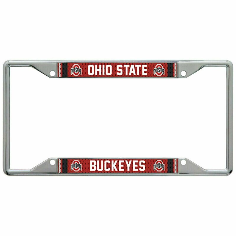 Ohio State Buckeyes Jersey Design Chrome Metal License Plate Frame