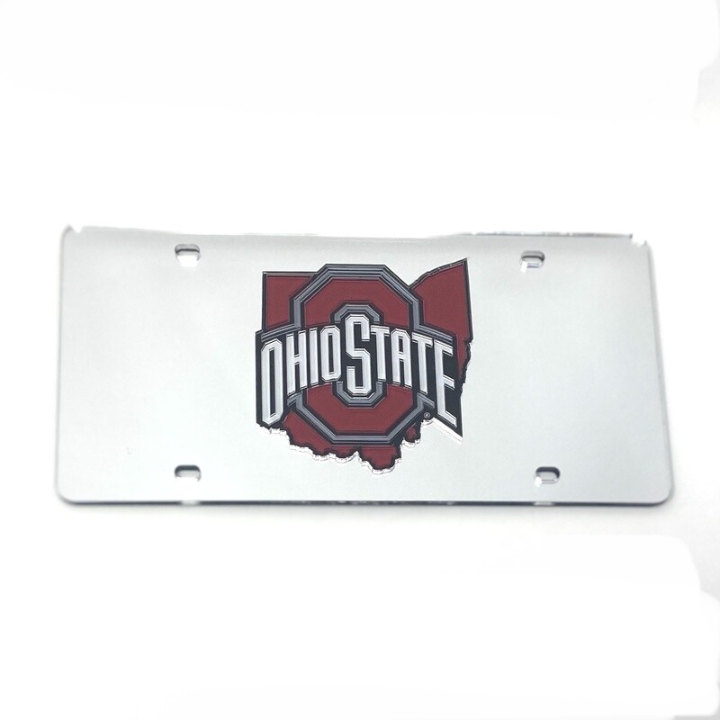 Ohio State Buckeyes State Laser Tag Silver License Plate