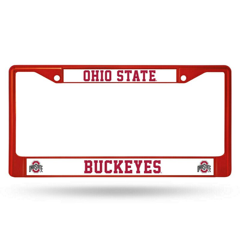 Ohio State Buckeyes Red Chrome Metal License Plate Frame