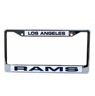 Los Angeles Rams White Laser Chrome Metal License Plate Frame