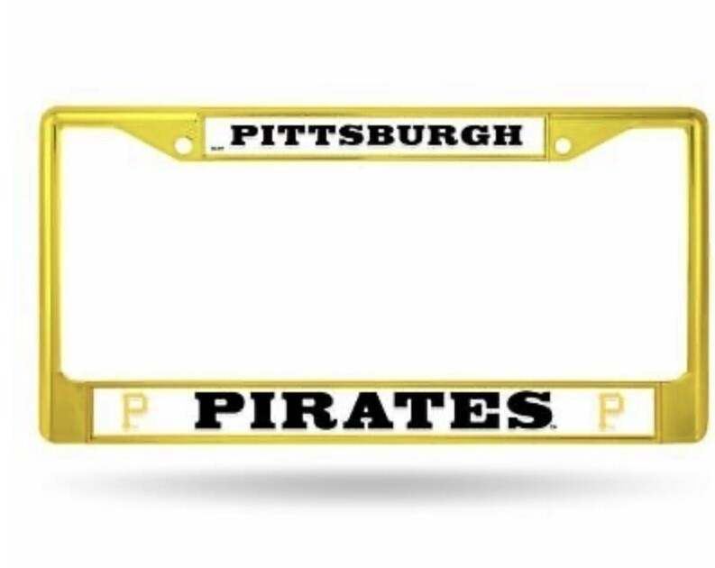 Pittsburgh Pirates Yellow Chrome Metal License Plate Frame