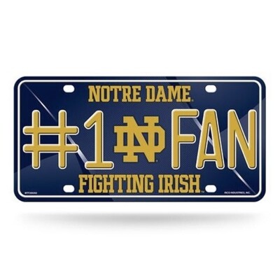 Notre Dame Fighting Irish #1 Fan Lightweight Metal License Plate