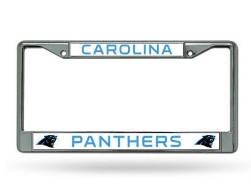 Carolina Panthers White Chrome Metal License Plate Frame