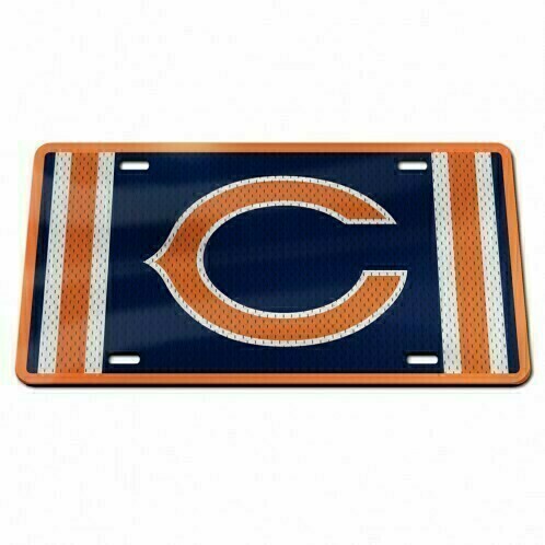 Chicago Bears Mesh Design Laser Tag Acrylic License Plate