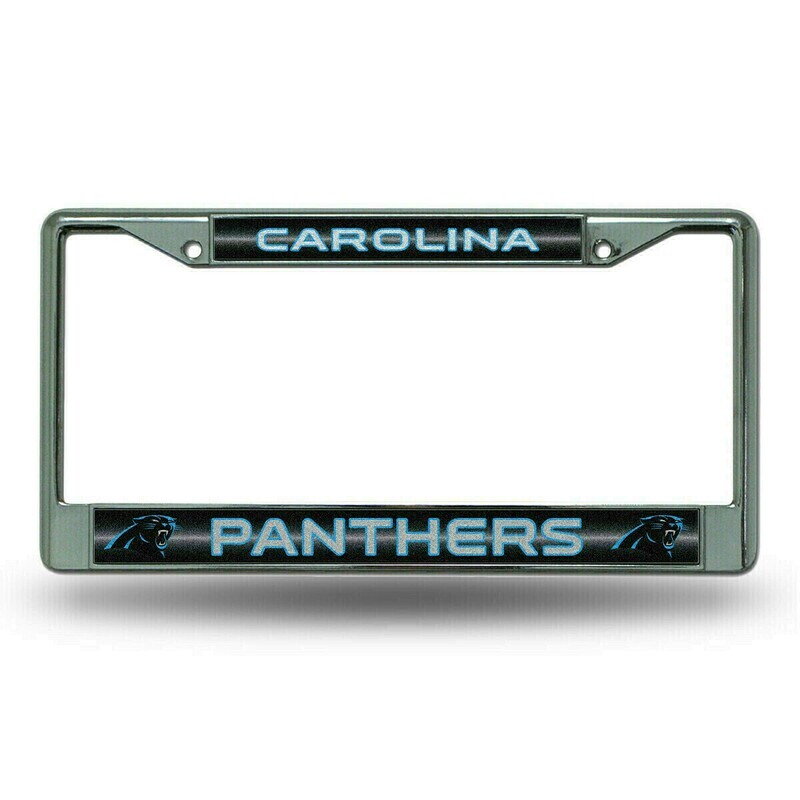 Carolina Panthers Bling Chrome Metal License Plate Frame