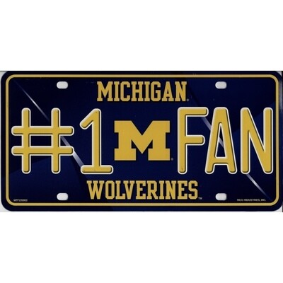 Michigan Wolverines #1 Fan Lightweight Metal License Plate