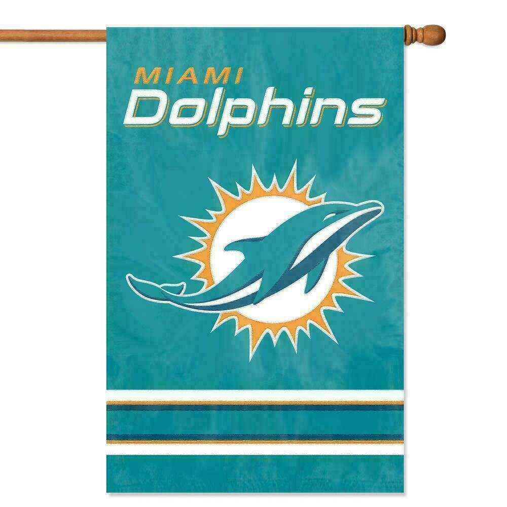 Miami Dolphins 28" x 44" Vertical Embroidered 2 Sided Flag