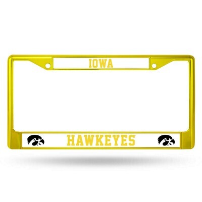 Iowa Hawkeyes Yellow Chrome Metal License Plate Frame
