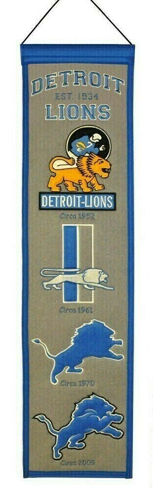 Detroit Lions Logo Evolution Heritage Banner