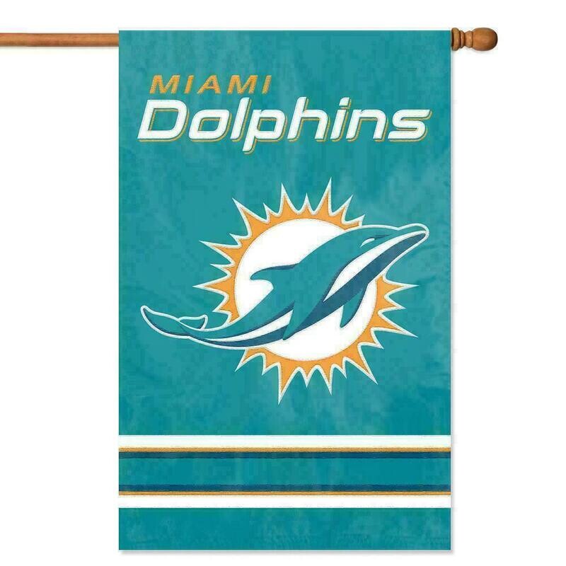 Miami Dolphins 28" x 44" Vertical Embroidered 2 Sided Flag