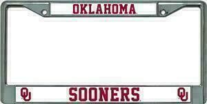 Oklahoma Sooners Chrome Metal License Plate Frame